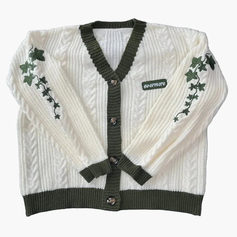 Damen Strickjacke mit Blumenstickerei und Vintage-Charme – Herbst/Winter Cardigan für Freizeit