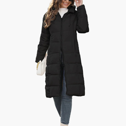 Damen Steppmantel Winterjacke mit Kapuze – Langer Puffer für Alltag & Streetwear