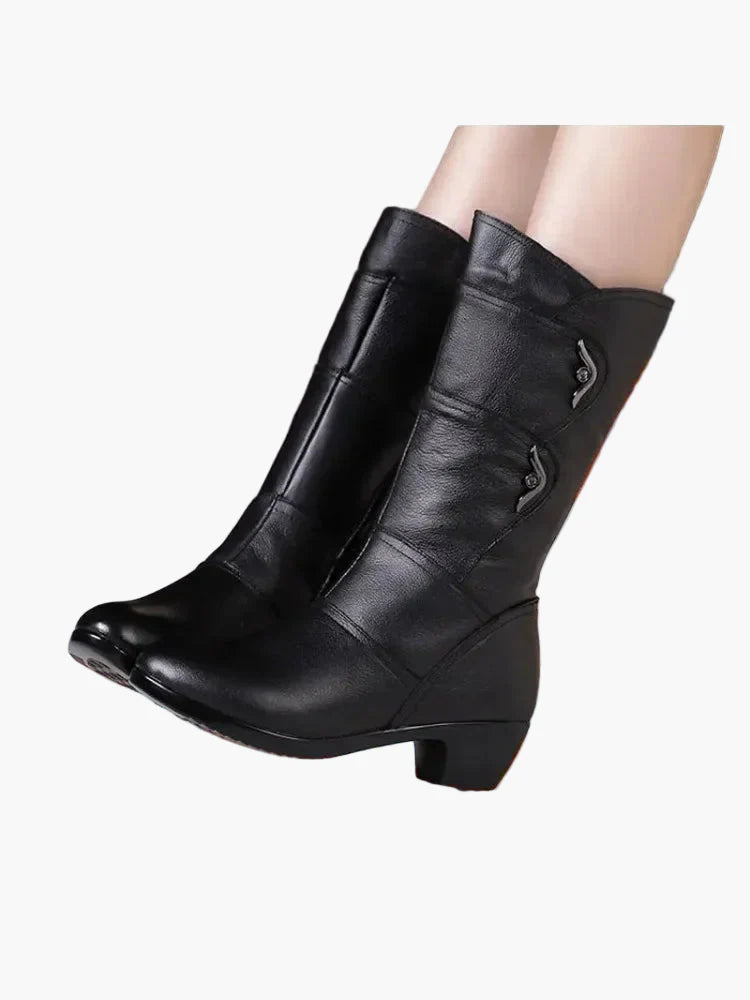 Damen Winter Stiefeletten mit Absatz und Schnürung, Warm Gefüttert, Modisch und Komfortabel
