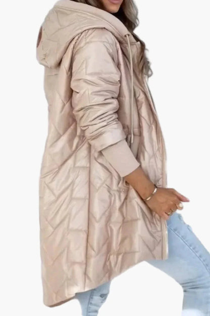 Damen Steppmantel mit Kapuze – Modischer Übergangsjacke für Alltag und Freizeit