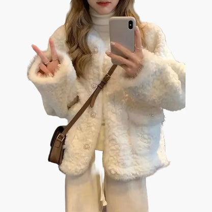 Damen Kuscheliger Wintermantel im modischen Stil – Ideal für Alltag und Freizeit