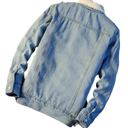 Herren Freizeit Jeansjacke im Lammfell-Stil – Modische Übergangsjacke für Alltag und Ausgehen