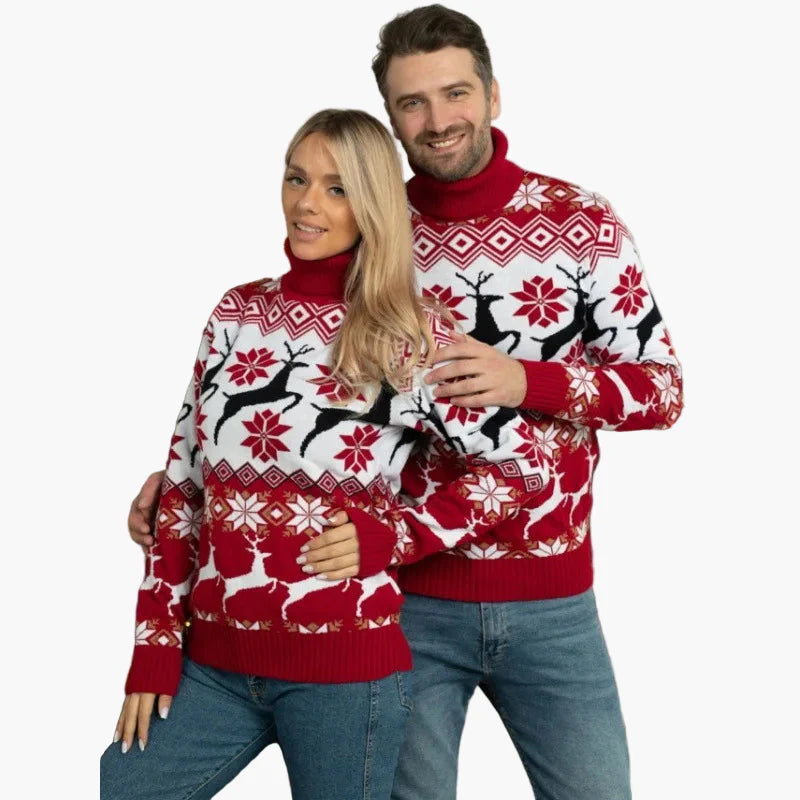 Damen Weihnachtspullover mit Rentier- und Sternenmuster – Festlicher Winterpullover für Freizeit & Feiern
