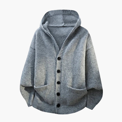 Herren Kapuzen-Cardigan mit Knopfleiste – Lässiger Strickpullover für Alltag und Freizeit