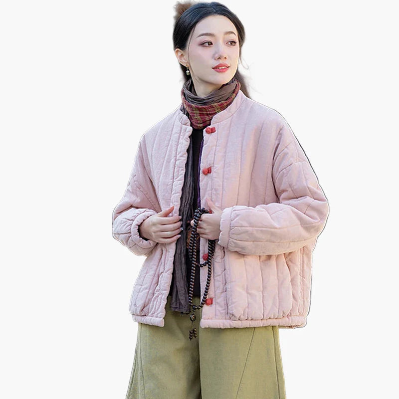 Damen Vintage Kurzjacke – Lockerer Stil, Freizeit Herbst/Winter Jacke