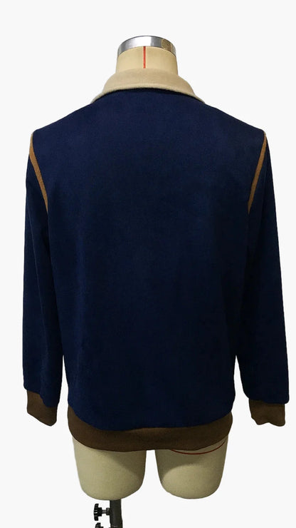 Herren Vintage Patchwork Sweatshirt mit Stehkragen und Reißverschluss – Retro Herbst Winter Pullover für Freizeit & Streetwear