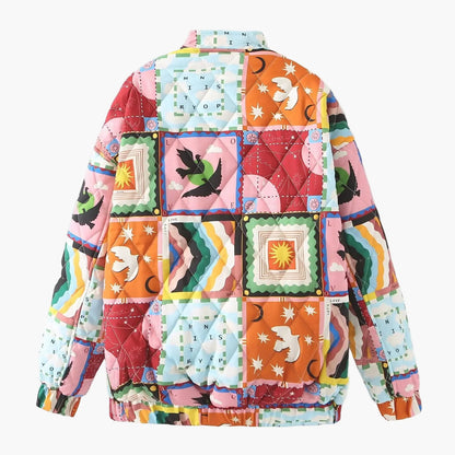 Unisex Patchwork Bomberjacke im Retro-Stil – Modische Freizeitjacke für Herbst & Winter