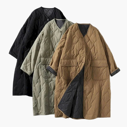 Damen Steppmantel Oversize Stil für Herbst und Winter – Lässiger Komfort mit großen Taschen