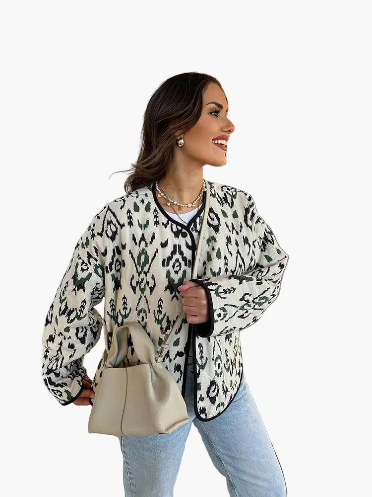 Damen Steppjacke im Boho-Stil – Casual Übergangsjacke mit modernem Muster für Alltag und Freizeit