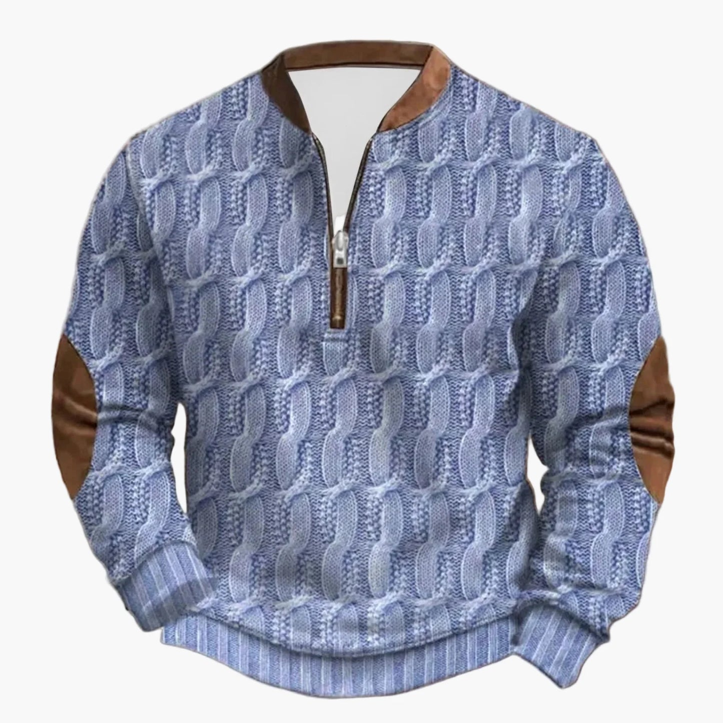 Herren Outdoor Freizeit Pullover mit Stehkragen und Reißverschluss – Modischer Strick-Look für Alltag & Freizeit