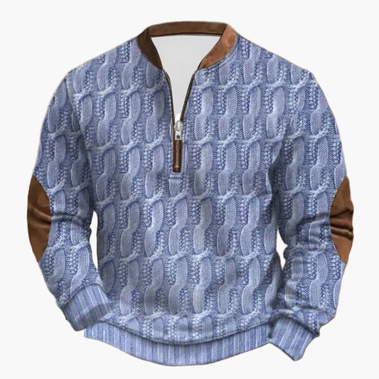 Herren Outdoor Freizeit Pullover mit Stehkragen und Reißverschluss – Modischer Strick-Look für Alltag & Freizeit