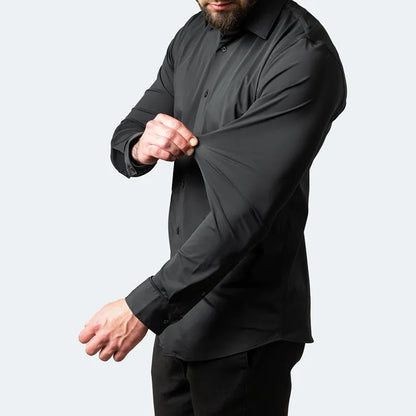 Geoff – Herren Stretch Hemd mit Knopfleiste und schlanker Passform