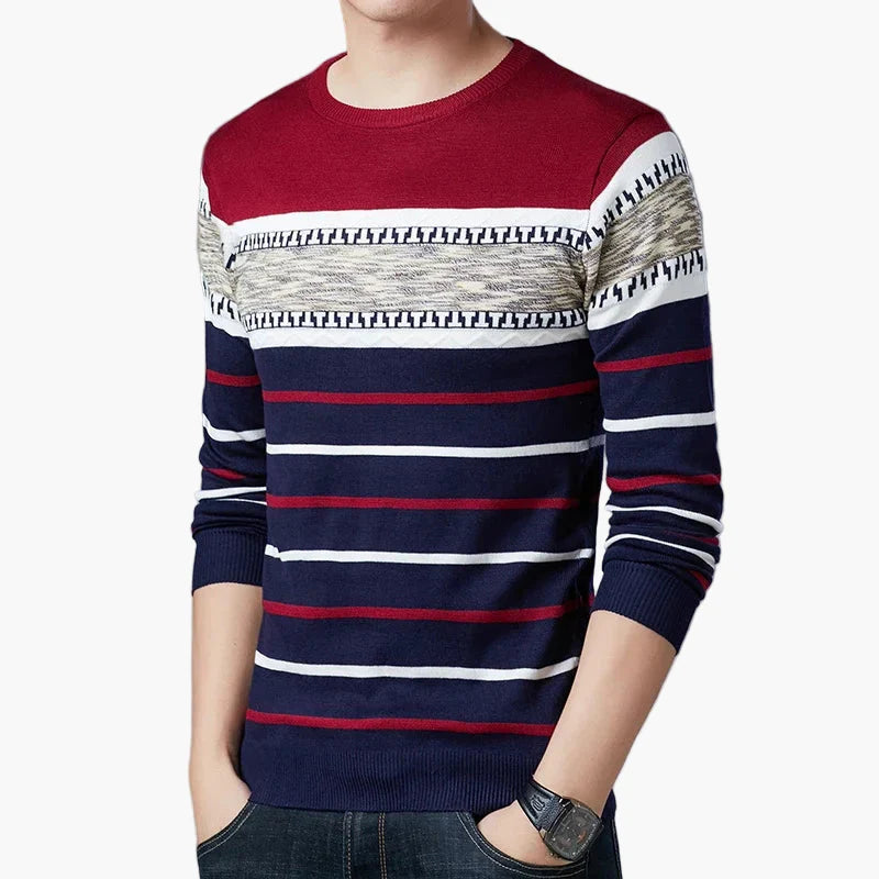Herren Pullover mit modernem Streifenmuster – Lässiger Strickpullover für Alltag und Freizeit