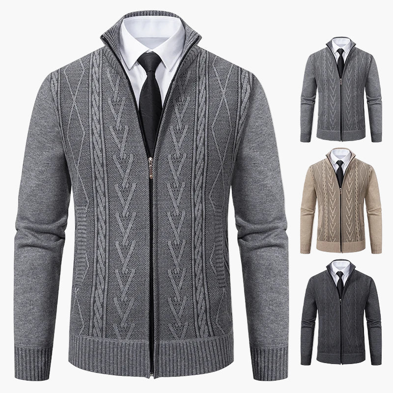 Herren Strickjacke mit Reißverschluss – Eleganter Business Casual Cardigan für Büro und Freizeit