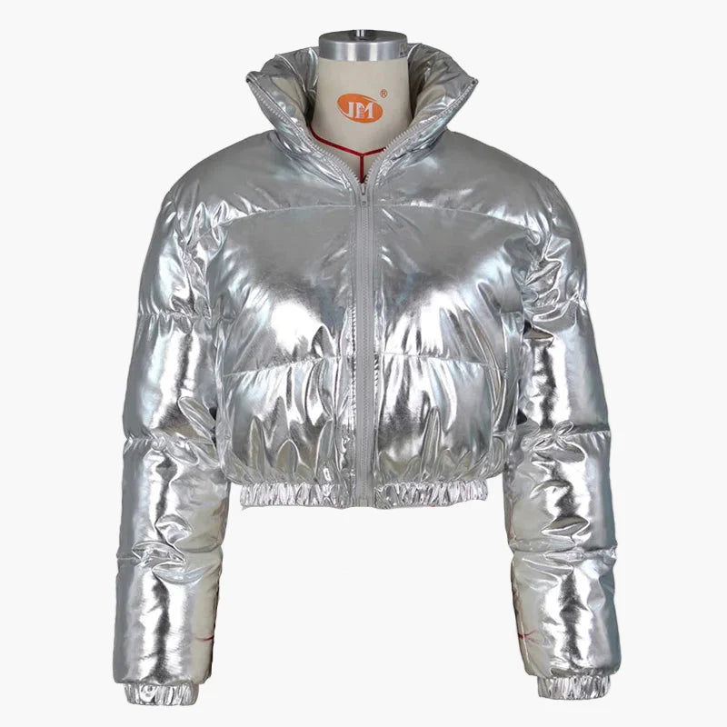 Damen Kurz Pufferjacke Streetstyle Wintermode – Glänzender Look für Alltag & Events