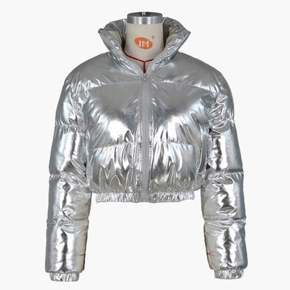 Damen Kurz Pufferjacke Streetstyle Wintermode – Glänzender Look für Alltag & Events
