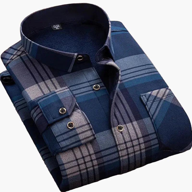 Herren Freizeithemd Kariert, Modernes Langarm-Hemd für Alltag und Büro