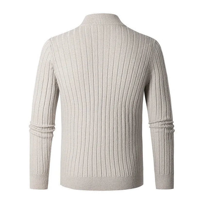 Herren Strickpullover mit Stehkragen und halbem Reißverschluss – Eleganter Freizeitpullover für Alltag und Büro