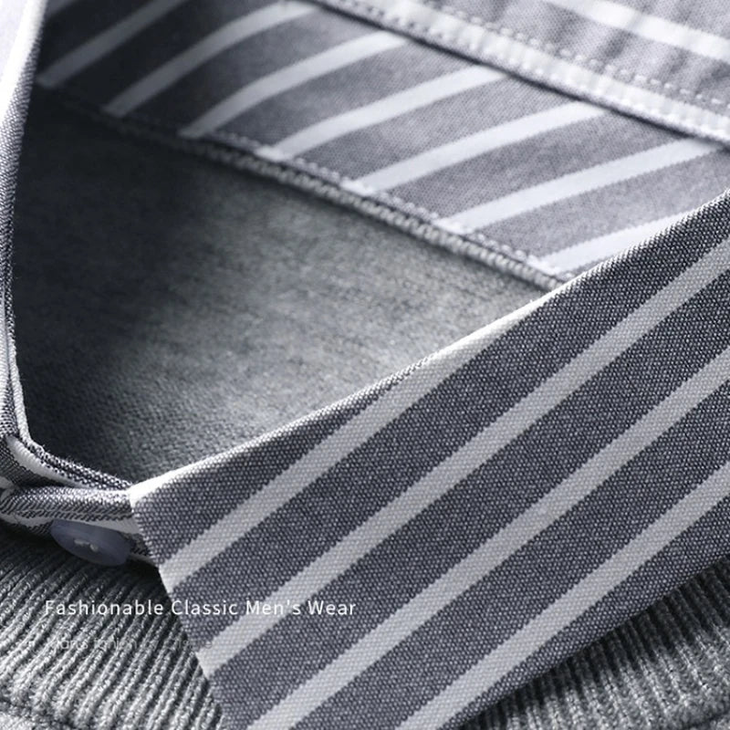 Herren Pullover mit Streifenhemdkragen – Eleganter Business Casual Look für Büro und Alltag