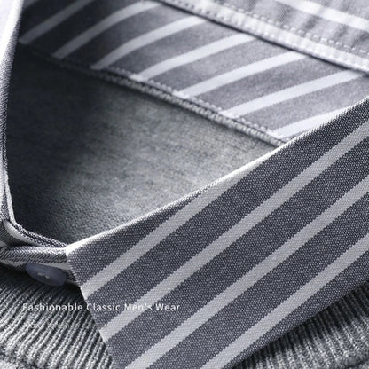 Herren Pullover mit Streifenhemdkragen – Eleganter Business Casual Look für Büro und Alltag