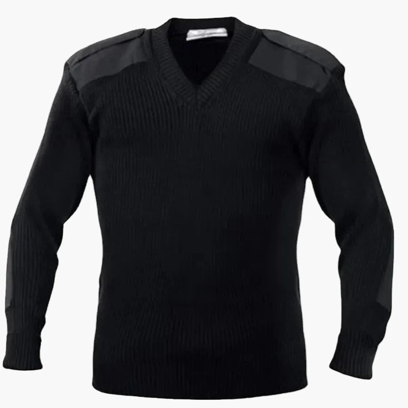 Herren Militärischer Strickpullover mit V-Ausschnitt – Stilvoller Freizeit- und Outdoor-Pullover