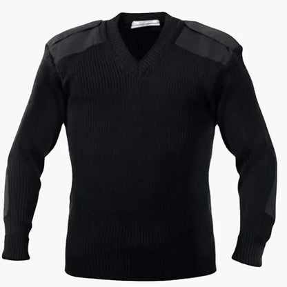 Herren Militärischer Strickpullover mit V-Ausschnitt – Stilvoller Freizeit- und Outdoor-Pullover