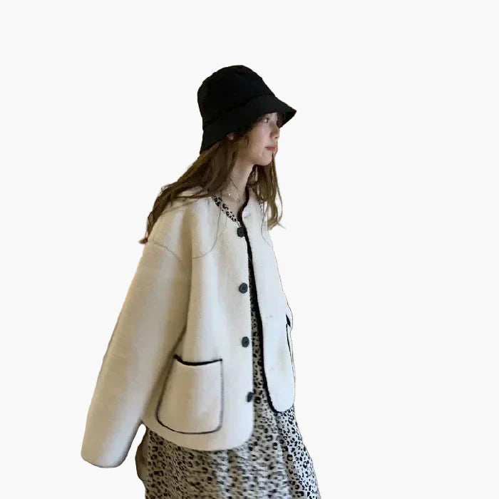 Damen Oversize Teddyjacke mit Knöpfen und großen Taschen – Lässiger Streetstyle für Herbst und Winter