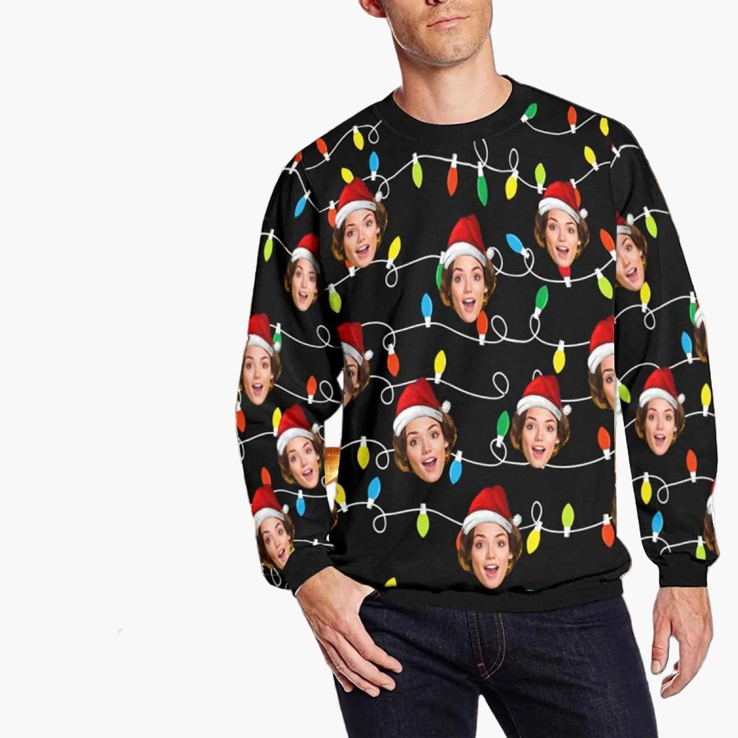 Unisex Weihnachts-Sweatshirt mit Fotodruck – Lustiger Ugly Christmas Pullover für Freunde & Familie