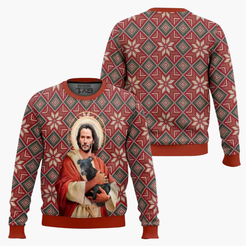 Herren Weihnachtspullover John Wick Ugly Christmas Sweater – Lustiger Film-Fan Pullover für die Feiertage