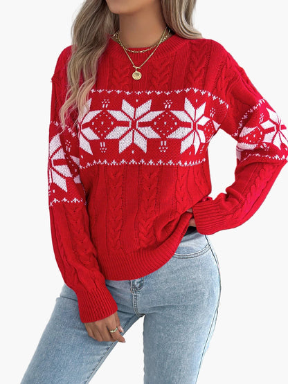 Damen Winterpullover mit Norwegermuster – Bequemer Strickpullover für festliche Anlässe