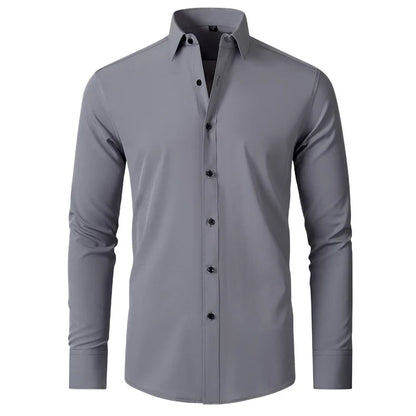 Geoff – Herren Stretch Hemd mit Knopfleiste und schlanker Passform