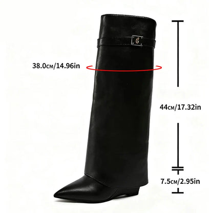 Damen Slouchy Stiefel mit Spitze und flacher Sohle – Modische Statement-Stiefel für Alltag und Ausgehen