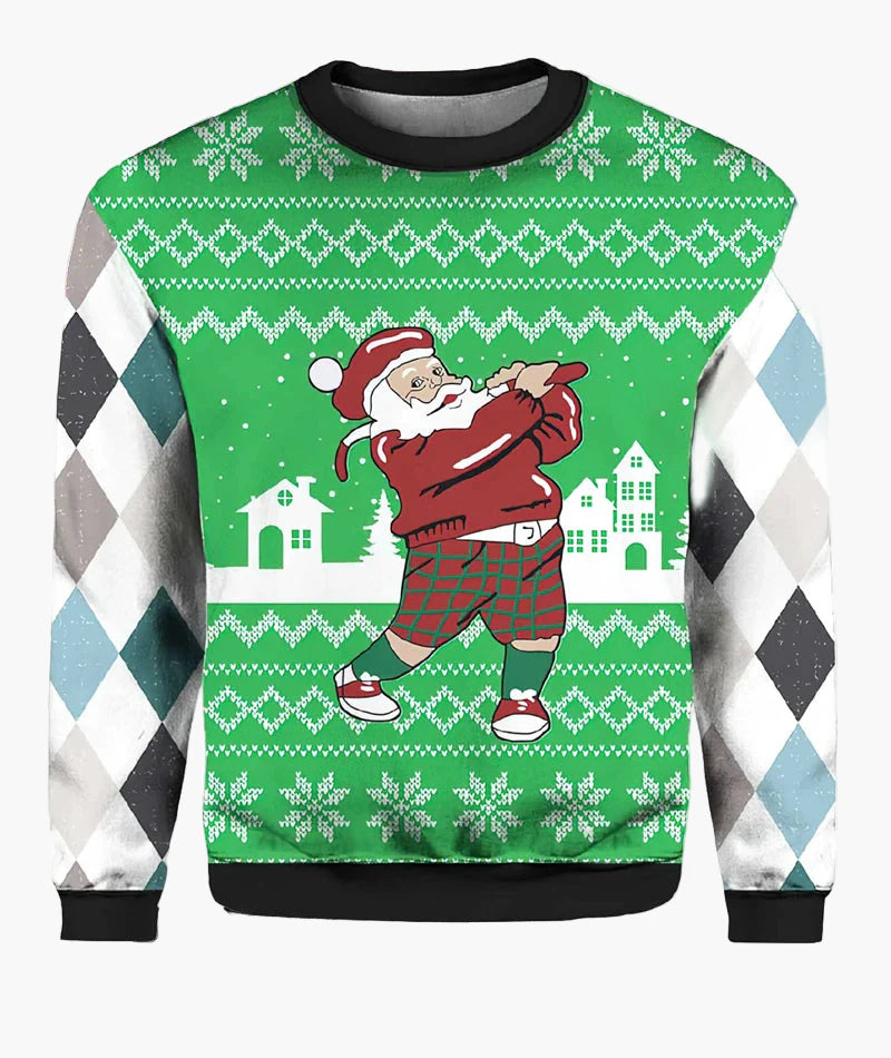 Herren Ugly Christmas Sweater Biker Santa – Lustiger Weihnachts-Pullover im Motorrad-Design