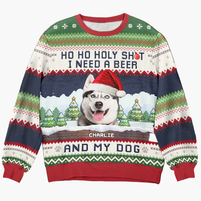 Unisex Weihnachts-Sweatshirt mit Fotodruck – Lustiger Ugly Christmas Pullover für Freunde & Familie