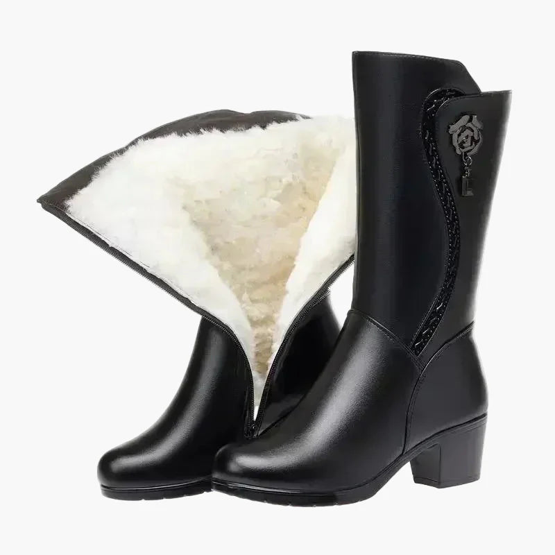 Damen Winter Stiefeletten mit Absatz und Schnürung, Warm Gefüttert, Modisch und Komfortabel