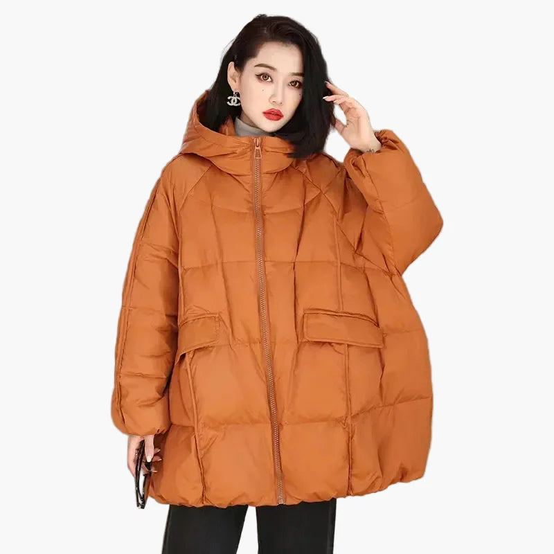 Damen Oversize Steppjacke mit Kapuze – Modische Winterjacke für Alltag & Freizeit