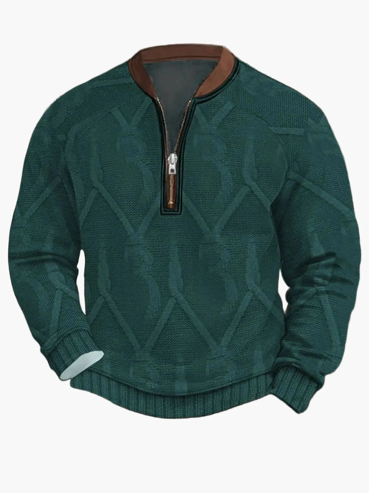 Herren Pullover mit Vintage-Look und halbem Reißverschluss – Stilvoller Freizeit-Sweater für Alltag und Outdoor