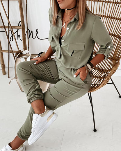 Damen Jumpsuit Einteiler Freizeit Elegant Modern mit Taschen – Perfekt für Alltag & Ausgehen