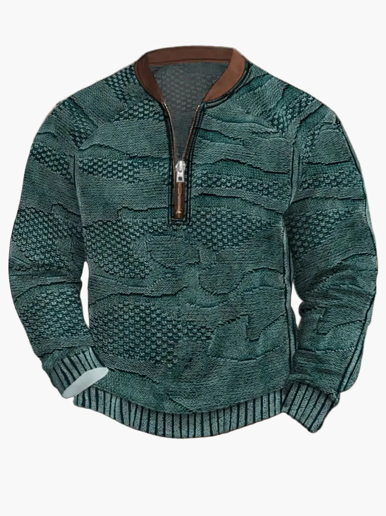 Herren Pullover mit Vintage-Look und halbem Reißverschluss – Stilvoller Freizeit-Sweater für Alltag und Outdoor