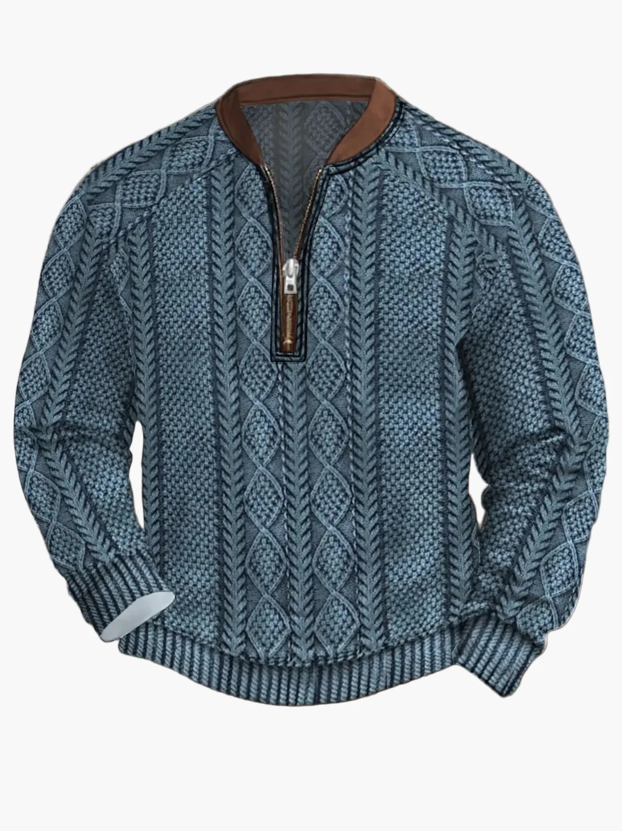 Herren Pullover mit Vintage-Look und halbem Reißverschluss – Stilvoller Freizeit-Sweater für Alltag und Outdoor