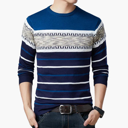Herren Pullover mit modernem Streifenmuster – Lässiger Strickpullover für Alltag und Freizeit
