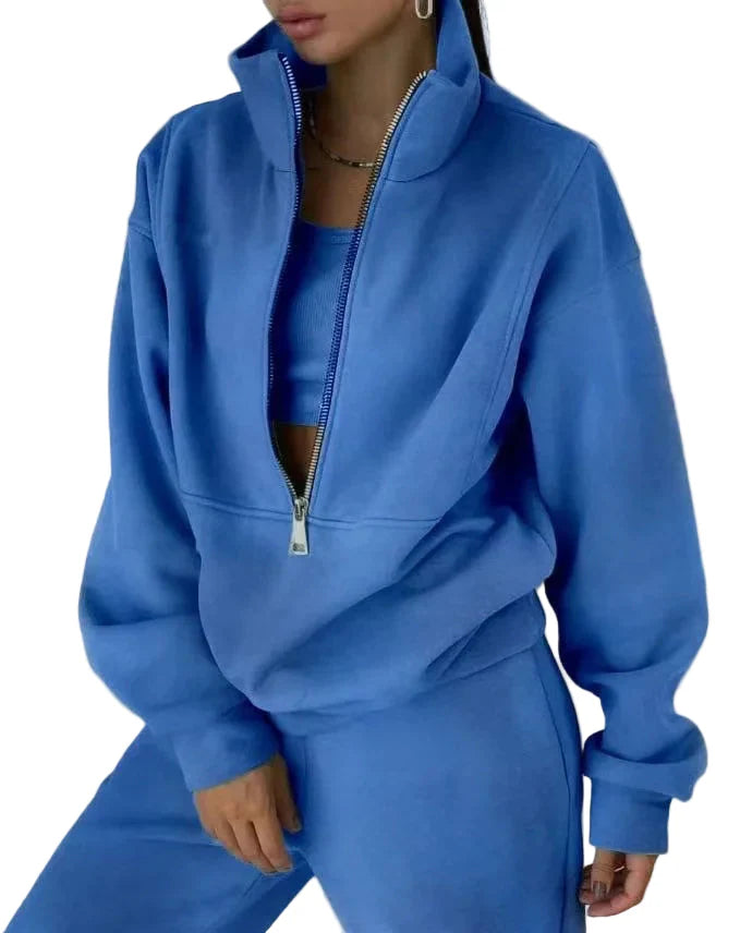 Damen Freizeit Trainingsanzug mit Reißverschluss – Modischer Zweiteiler für Sport und Alltag