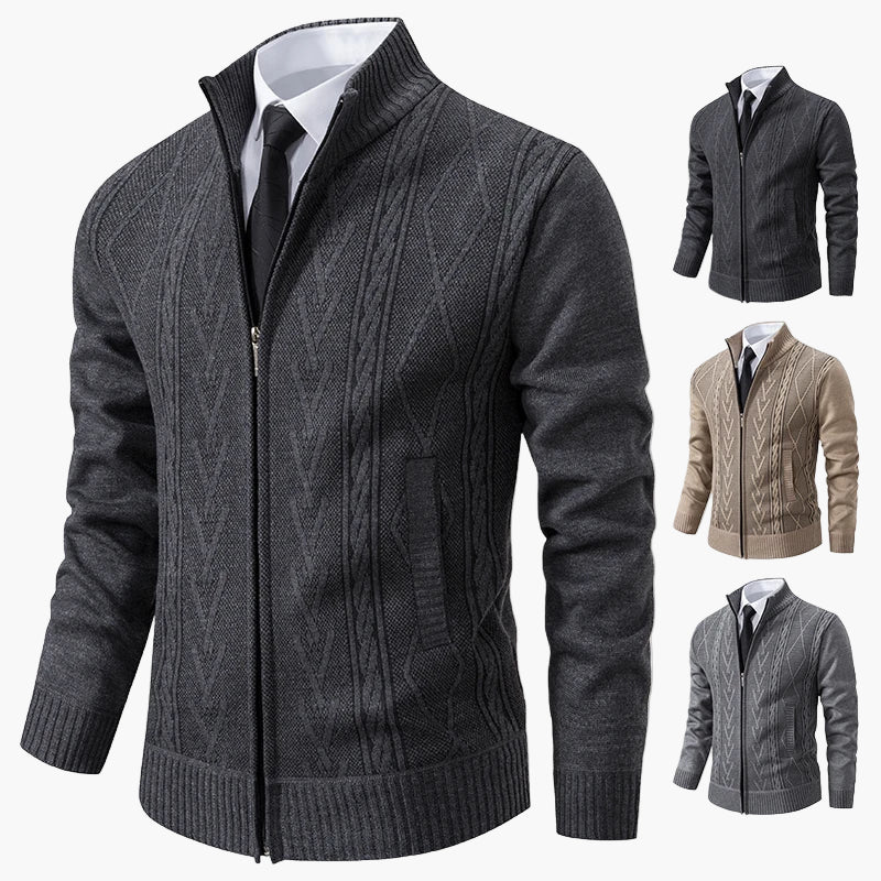 Herren Strickjacke mit Reißverschluss – Eleganter Business Casual Cardigan für Büro und Freizeit