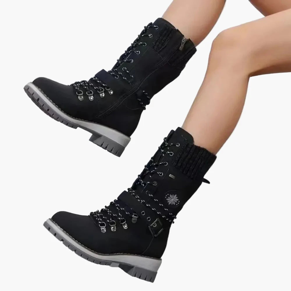 Damen Outdoor Winterstiefel mit Schnürung und Reißverschluss – Modische Wander- & Freizeitboots