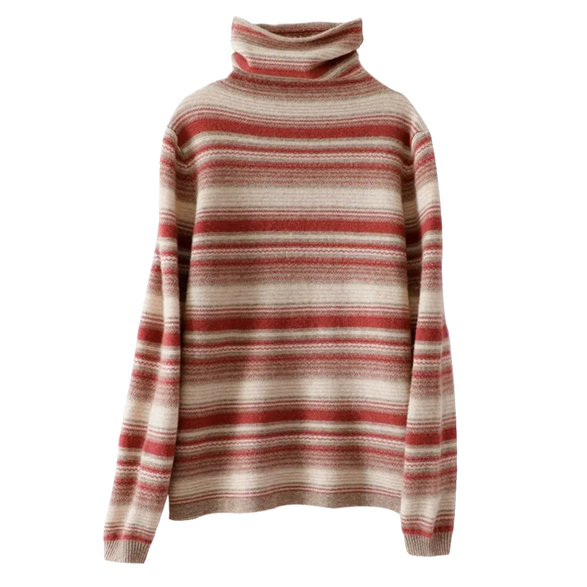 Damen Rollkragenpullover mit Retro-Streifenmuster – Bequemer Strickpullover für Alltag und Freizeit