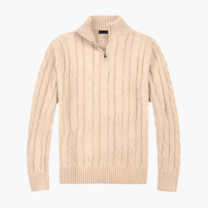 Herren Strickpullover im Old Money Stil mit halbem Reißverschluss – Eleganter Freizeitpullover