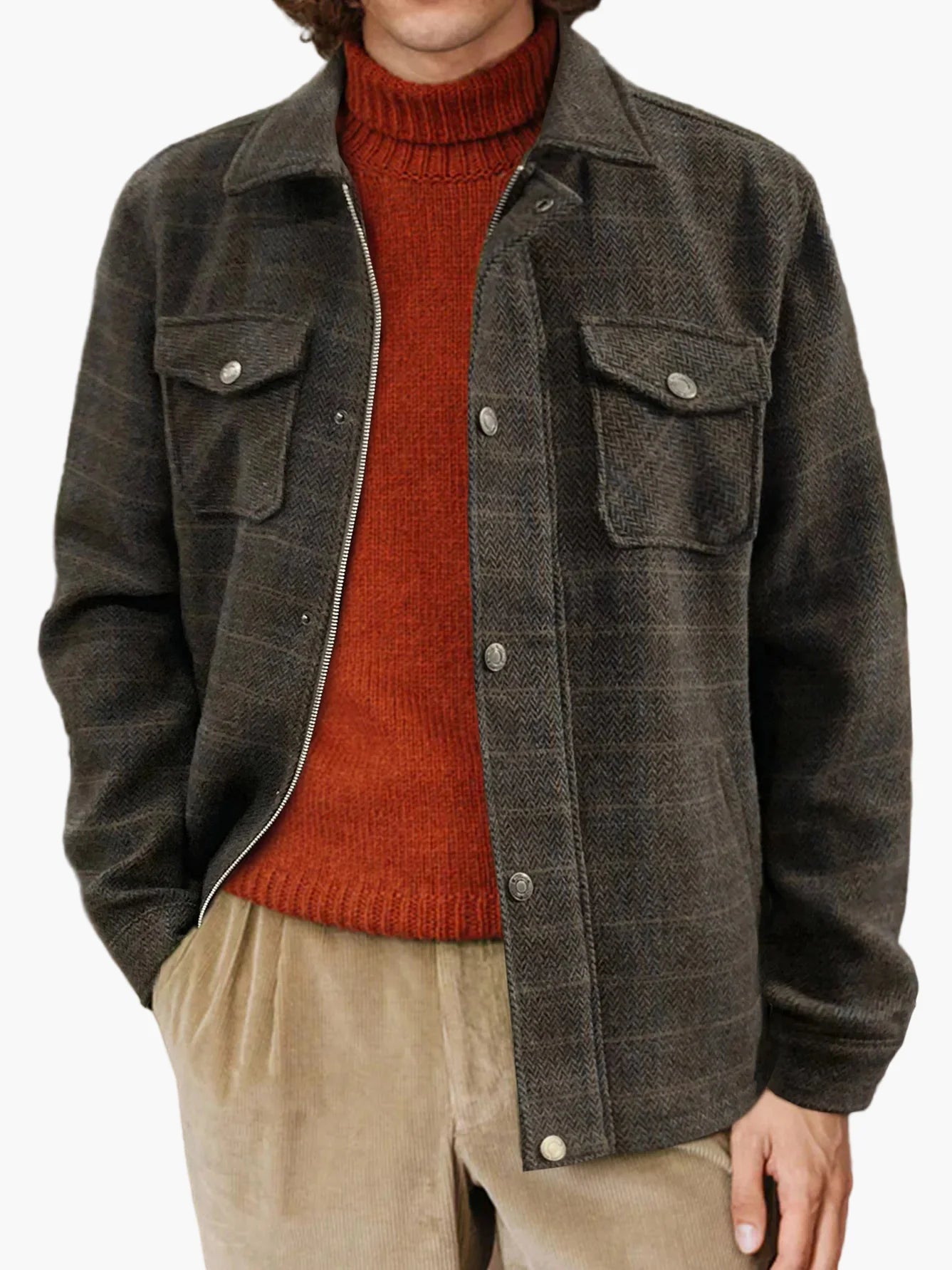 Herren Freizeithemdjacke im klassischen Karomuster – Stilvolle Übergangsjacke für Alltag und Freizeit