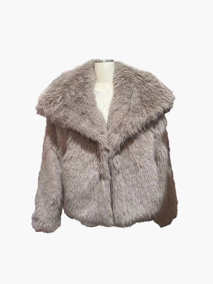 Damen Luxus Faux Fur Jacke – Eleganter Herbst Winter Look für besondere Anlässe
