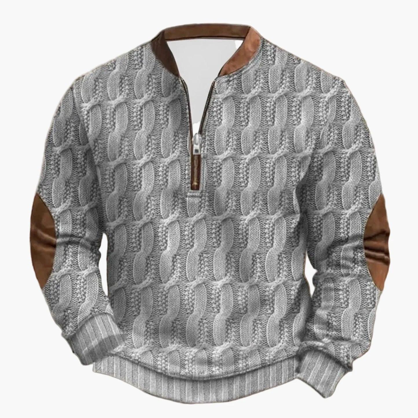 Herren Outdoor Freizeit Pullover mit Stehkragen und Reißverschluss – Modischer Strick-Look für Alltag & Freizeit