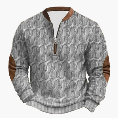 Herren Outdoor Freizeit Pullover mit Stehkragen und Reißverschluss – Modischer Strick-Look für Alltag & Freizeit